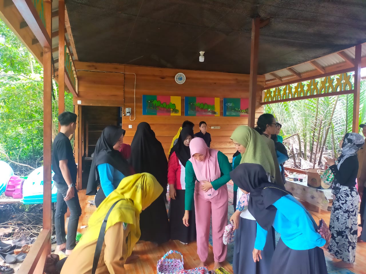 A group of people in the new center